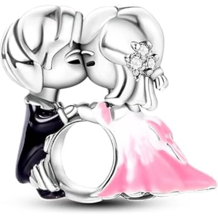 TINSLO Charm Anhänger Damen 925 Sterling Silber mit Zirkonia-Steinen, kompatibel mit Pandora Armbändern und Halsketten, für Frauen und Mädchen, romantisches Geschenk