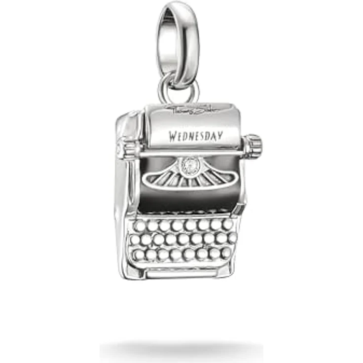 THOMAS SABO Wednesday Schreibmaschine Charm - Connect, aus recyceltem Silber 925 mit schwarzer Emaille und Zirkonia (synth) – Bild 1