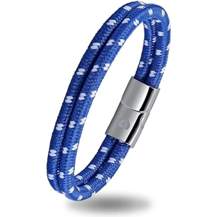 Galeara Noa Segeltau Armband Geflochten mit Magnetverschluss, maritim, 5mm Dick, blau, Größe 175-185 mm – Bild 2