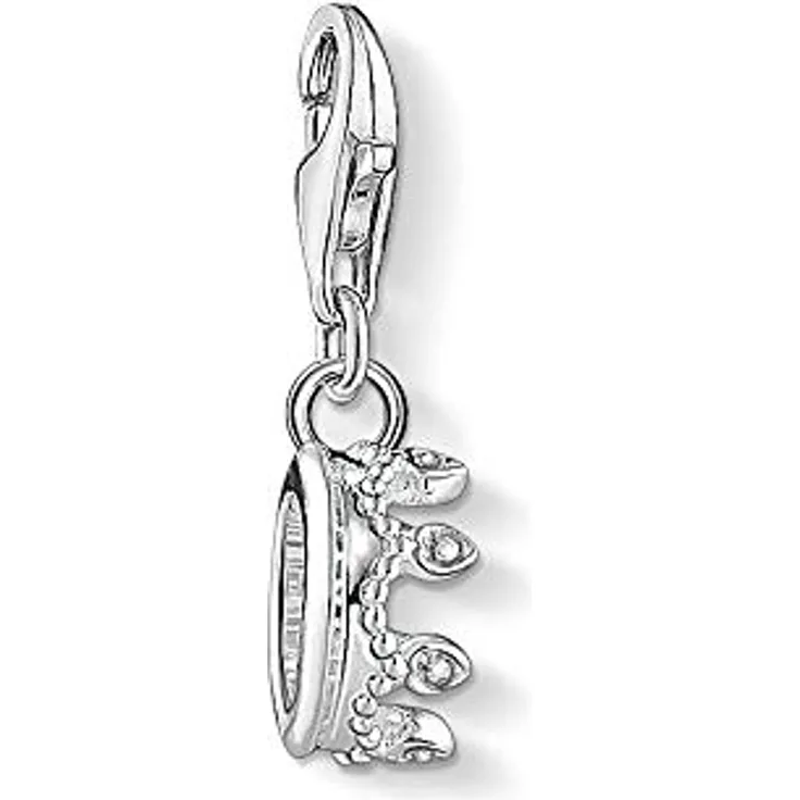 THOMAS SABO Damen Charm-Anhänger Krone, 925 Sterling Silber mit Karabinerhaken, vielseitig kombinierbar