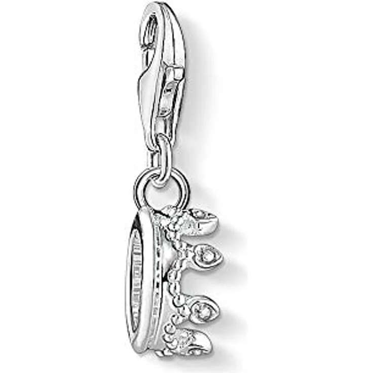 THOMAS SABO Damen Charm-Anhänger Krone, 925 Sterling Silber mit Karabinerhaken, vielseitig kombinierbar