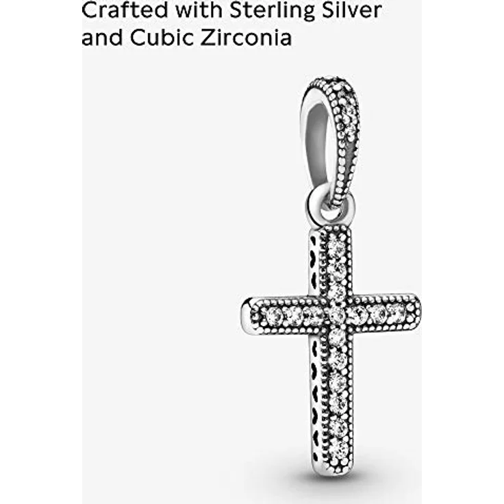 PANDORA Anhänger "Klassisches Kreuz" 397571CZ, Sterling-Silber mit Cubic Zirkonia und Herz-Verzierungen – Bild 3