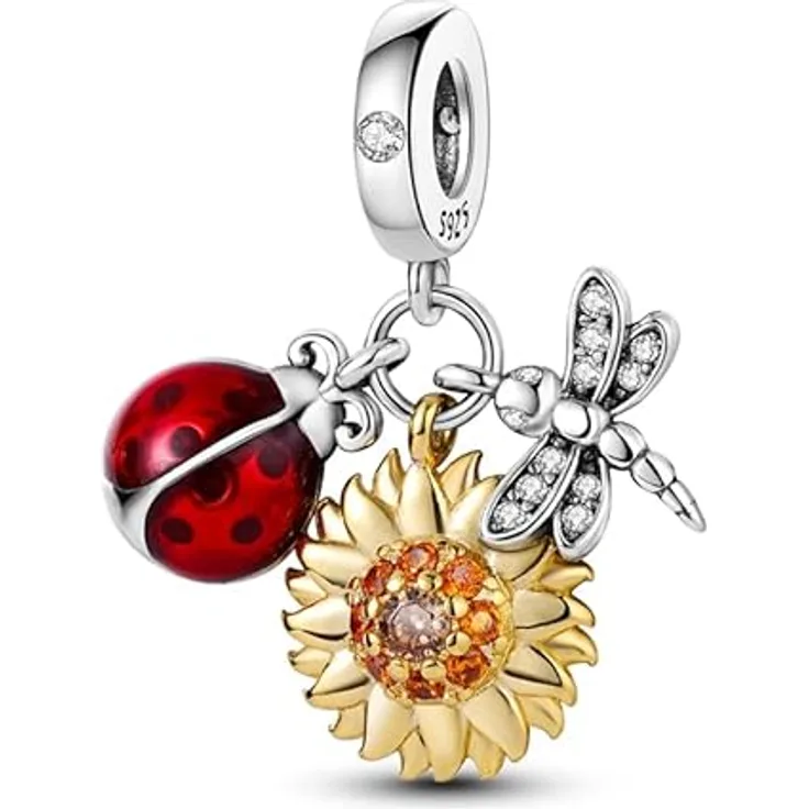 TINSLO Charm Anhänger Damen 925 Sterling Silber mit Zirkonia-Steinen, kompatibel mit Pandora Armbändern und Halsketten, ideales Geschenk für Frauen und Mädchen