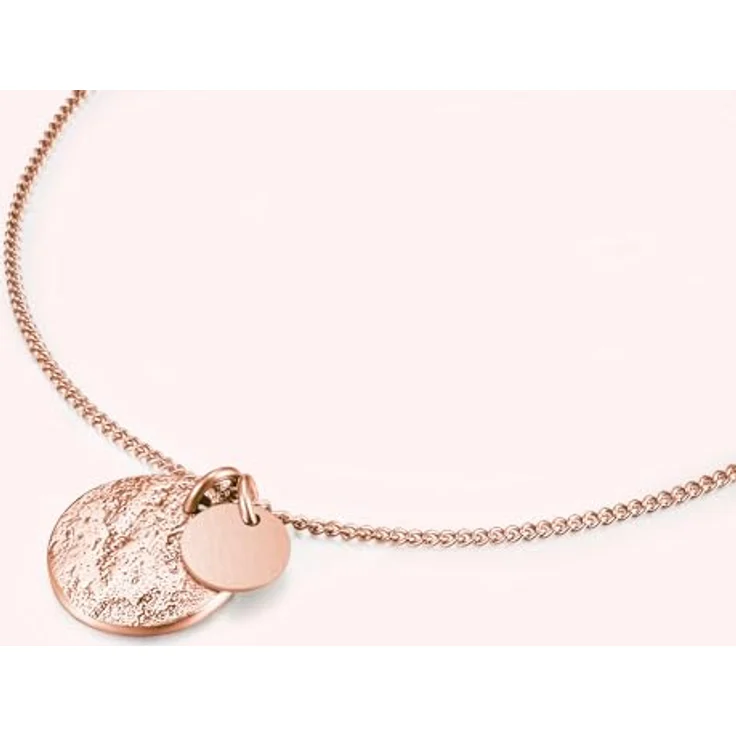 day.berlin Damen Halskette Rosegold 18k vergoldet, 45+5cm Panzerkette mit Plättchen und Coin Anhänger, 316L Edelstahl, nickelfrei & wasserfest – Bild 4