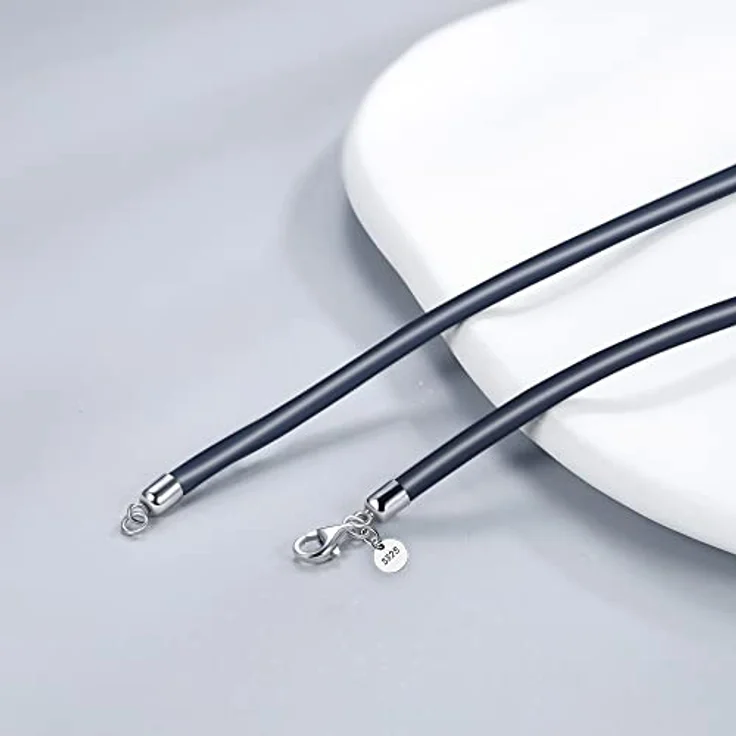 Viwind Echtleder Halskette geflochten, 2.5mm/3mm Breit, 45-60cm wählbar, 925 Sterling Silberverschluss, Unisex, Schwarz, mit Geschenkbox – Bild 3