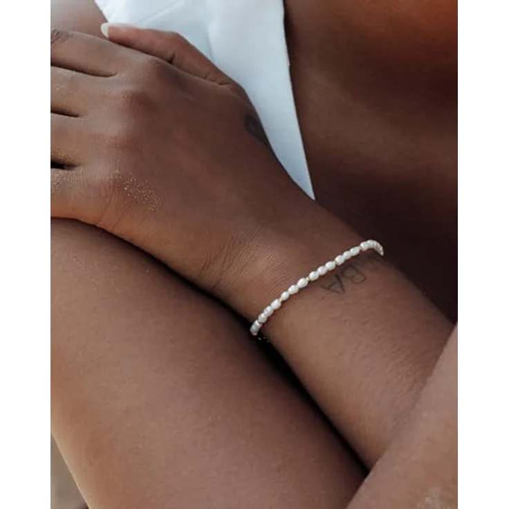 Luamaya wasserfestes Armband mit Süßwasserperlen, Edelstahl 316L mit 14K Vergoldung, verstellbar 16-19 cm – Bild 2