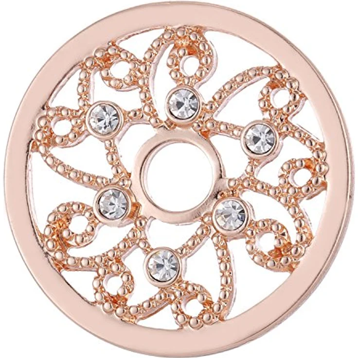 Morella Damen Halskette 70 cm, Edelstahl mit Amulett und 33 mm Coin "kosmische Sonne", Rosegold in Schmuckbeutel – Bild 2