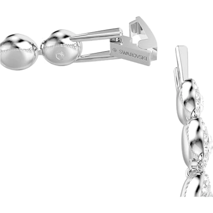 Swarovski Una Angelic Armreif, Rhodiniertes Tennis-Armband mit Strahlenden Rundgeschliff-Kristallen, Weiß – Bild 3
