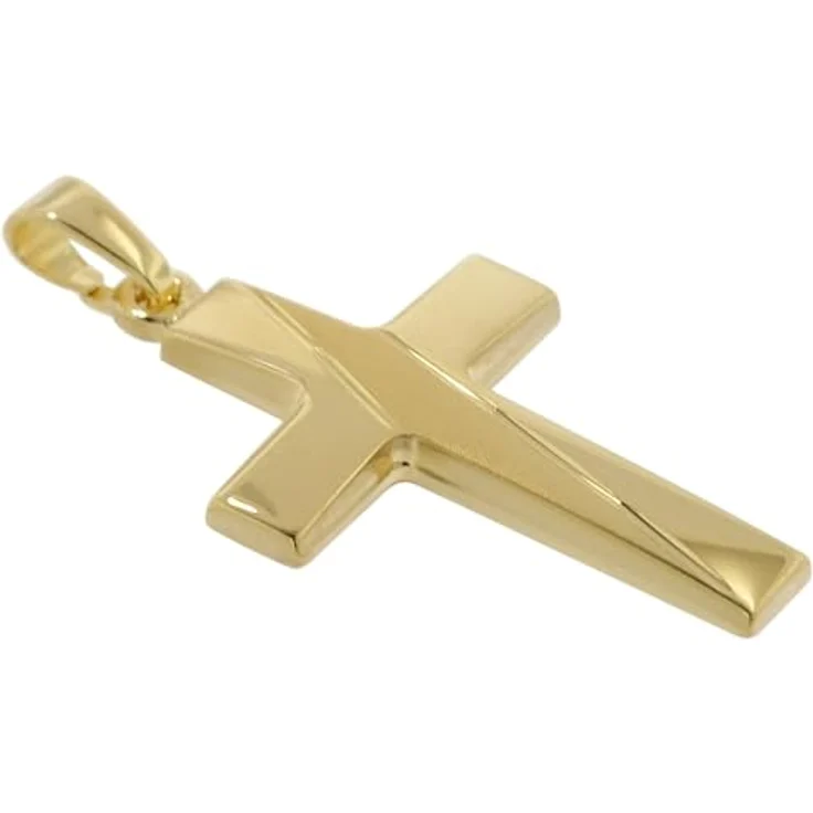 trendor Halskette mit Kreuz-Anhänger für Herren, goldplattiertes Silber, 50 cm, diamantierte Ausführung – Bild 2