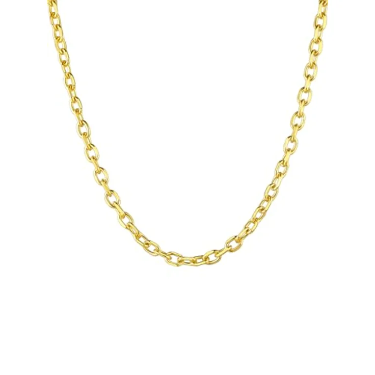 ChainsHouse Vergoldete Rolo Kette für Herren, 76cm lange Edelstahl Ankerkette, 5mm goldene Gliederkette ohne Anhänger, Punk Halsschmuck – Bild 1
