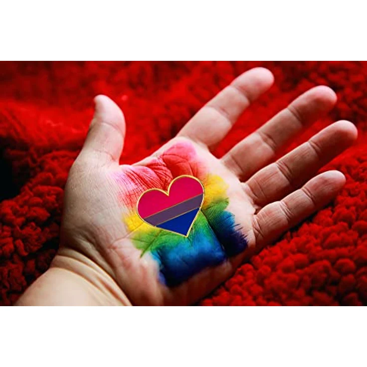 Sinwinkori Pack 5 Bisexual Pride Herzform Anstecknadel Broschen, hochwertige Metall- und Emaille-Ausführung, 22 x 25 mm – Bild 5