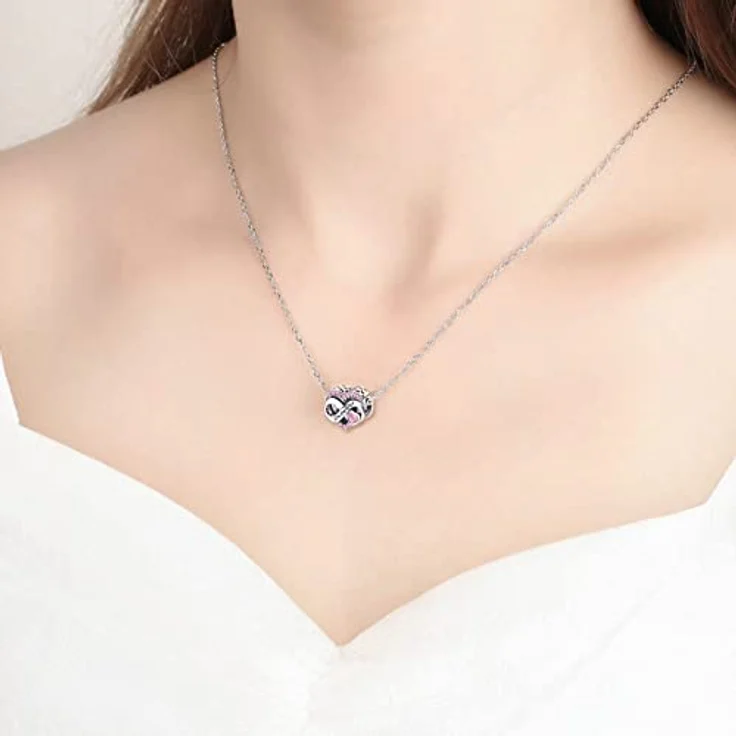 BIZK Damen Unendlichkeit Geburtsstein Charm Anhänger, 925 Sterling Silber mit rosa Zirkon für Armband, Oktober Geburtsstein Geschenk – Bild 4