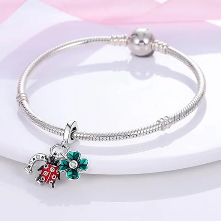 TINSLO Charm Anhänger 925 Sterling Silber, Zirkonia-Steine, kompatibel mit Pandora Armband und Halskette für Frauen und Mädchen – Bild 3