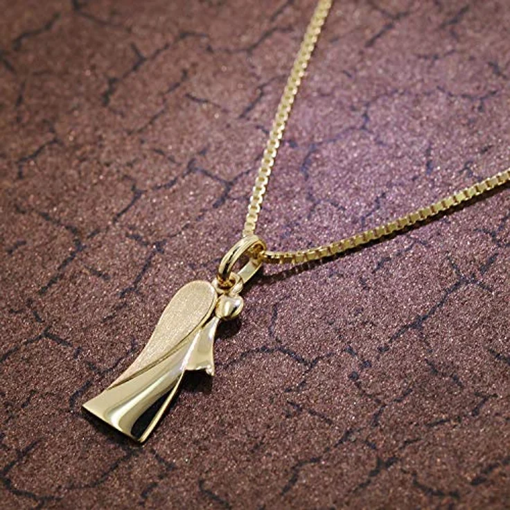trendor Engel-Anhänger Gold 333 (8 Karat) mit vergoldeter Kette, Halsschmuck für Damen, 40 cm, modernem Design, ideal als Geschenk – Bild 3