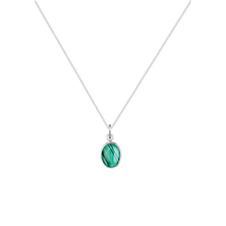 Elli Halskette Damen Malachit Edelstein Anhänger, 45 cm, 925 Sterling Silber, handgefertigt, anlaufgeschützt, hochglanzpoliert – Bild 2