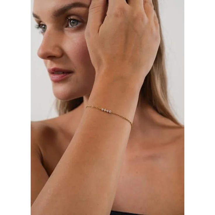 Purelei Glow Armband, filigranes Design mit vier Zirkonia, wasserfest & verstellbar, Edelstahl 14K vergoldet, 18K rosévergoldet oder silberfarben – Bild 3