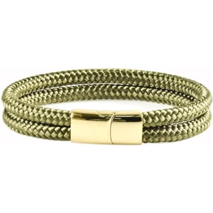 Galeara Noa Segeltau Armband Geflochten Nautisch mit Magnetverschluss, Damen Surferarmband in Grün-Gold, 215 mm – Bild 2