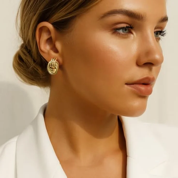 SKENUDY 14k Vergoldete Geometrische Ohrringe für Damen, Hypoallergene Creolen im minimalistischen Stil, Elegant und Langlebig – Bild 4