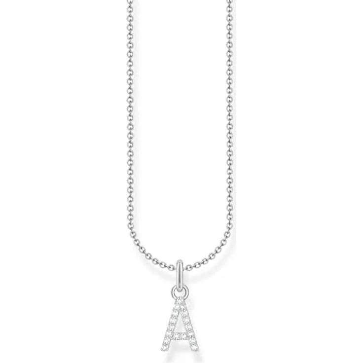 THOMAS SABO Halskette Buchstabe A, 925 Sterling Silber mit Zirkonia, Damen-Schmuck – Bild 1