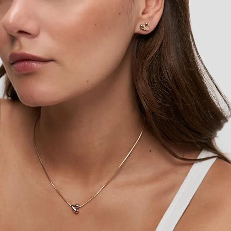 Tamaris Ohrstecker, organisches Herz aus Edelstahl - IP Roségold, 1 cm, wasserfest & hautfreundlich – Bild 2