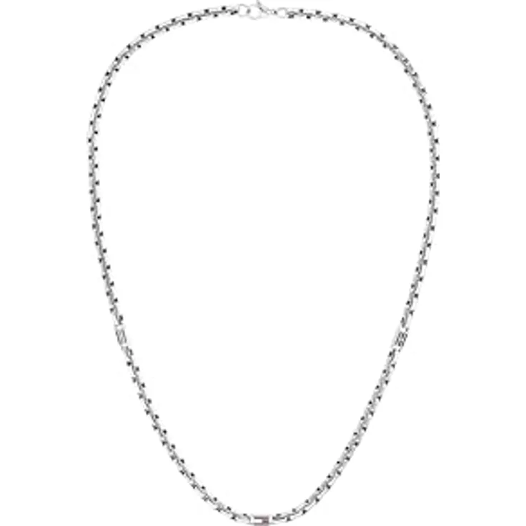 Tommy Hilfiger Jewelry Gliederhalskette für Herren, polierter Edelstahl, 56 cm, 4,5 mm, mit 3D-Flaggensteg und Karabinerverschluss, silberfarben