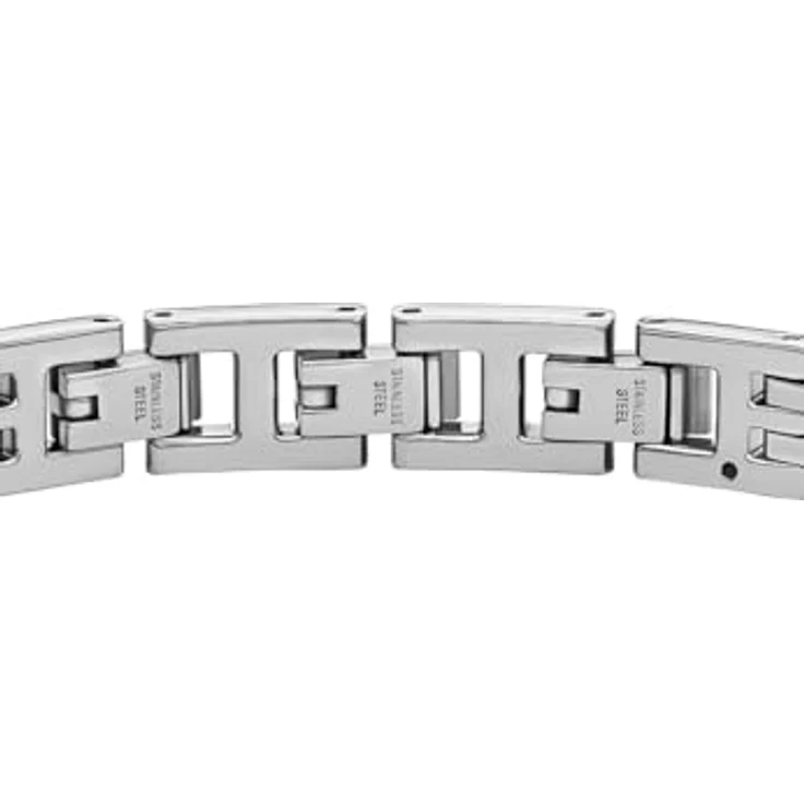 Fossil Herrenarmband, Edelstahl Silberfarben, Matt und glänzend, mit Faltverschluss – Bild 2