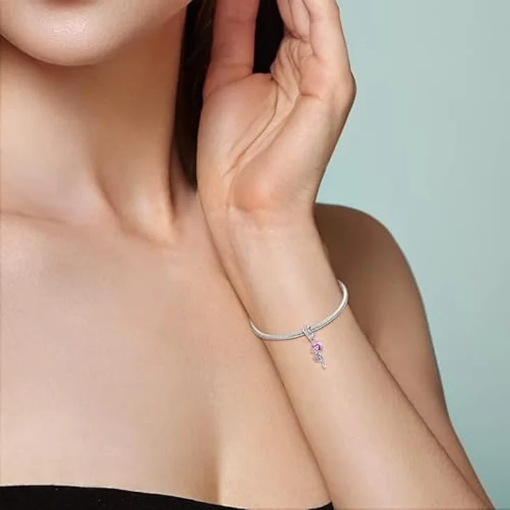 TINSLO Charm Anhänger 925 Sterling Silber, kompatibel mit Pandora Armbändern und Halsketten, Zirkonia-Steine, Geschenk für Frauen und Mädchen – Bild 4