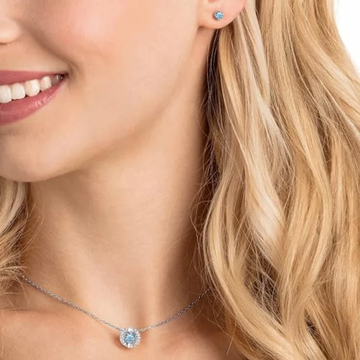 Swarovski Ketten-Set 5480485, Rhodiniertes Ensemble mit hellblauem Kristall und Ohrsteckern, Kollektion Sparkling Dance – Bild 5