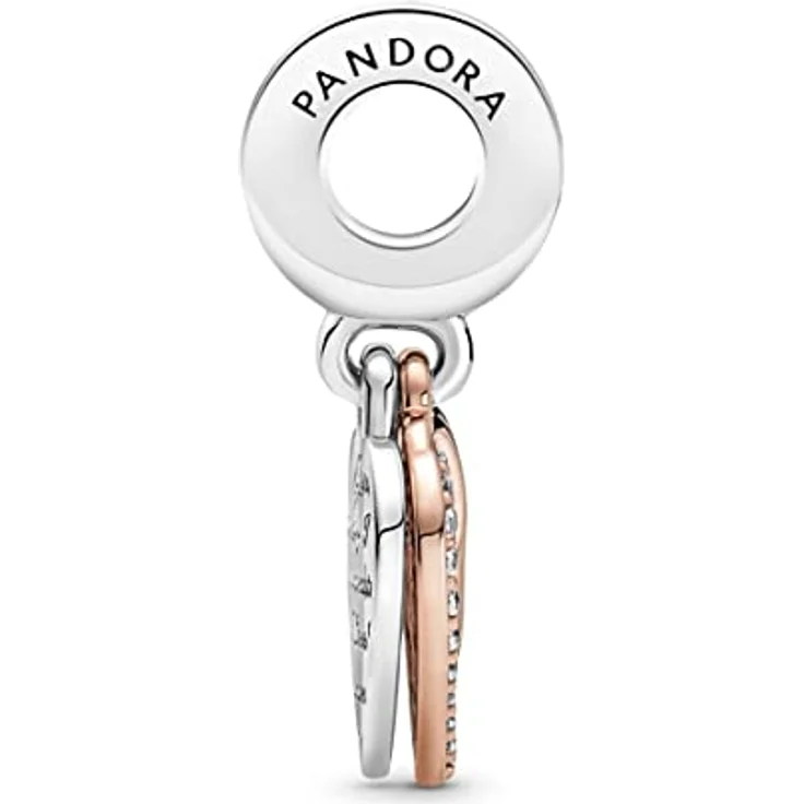 PANDORA ROSE Charm-Anhänger Verschlungene Herzen, Silber mit 14k rosévergoldet, Zirkonia, Gravur „I Love You Unconditionally“ – Bild 3