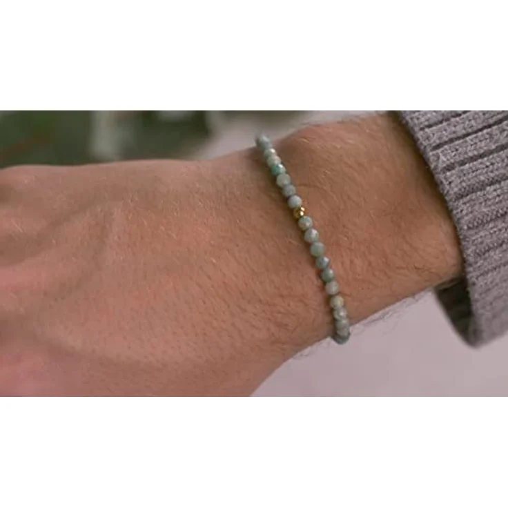 BERGERLIN Amazonit Armband, facettiertes Perlenarmband in Türkis mit vergoldetem Verschluss, Größe M-L – Bild 4