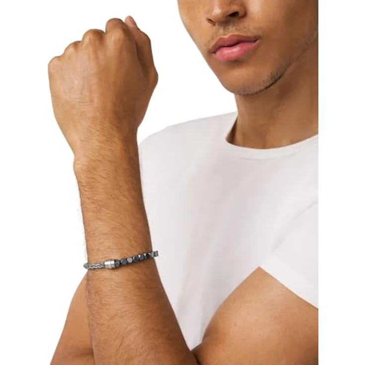 Diesel Font Herren Edelstahlarmband, Silberfarben, matt und glänzend, 19,5 cm + 1,5 cm, Karabinerverschluss – Bild 2