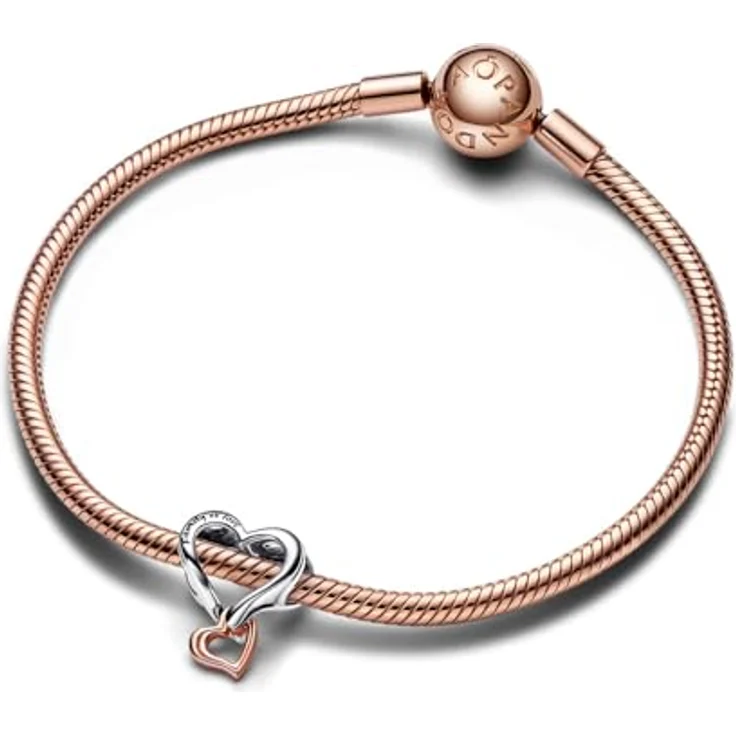 PANDORA Moments Bicolor Unendlichkeits-Herz Charm, rosevergoldete Metalllegierung, geöffnetes Design, kompatibel mit Moments Armbändern, 782642C00 – Bild 4