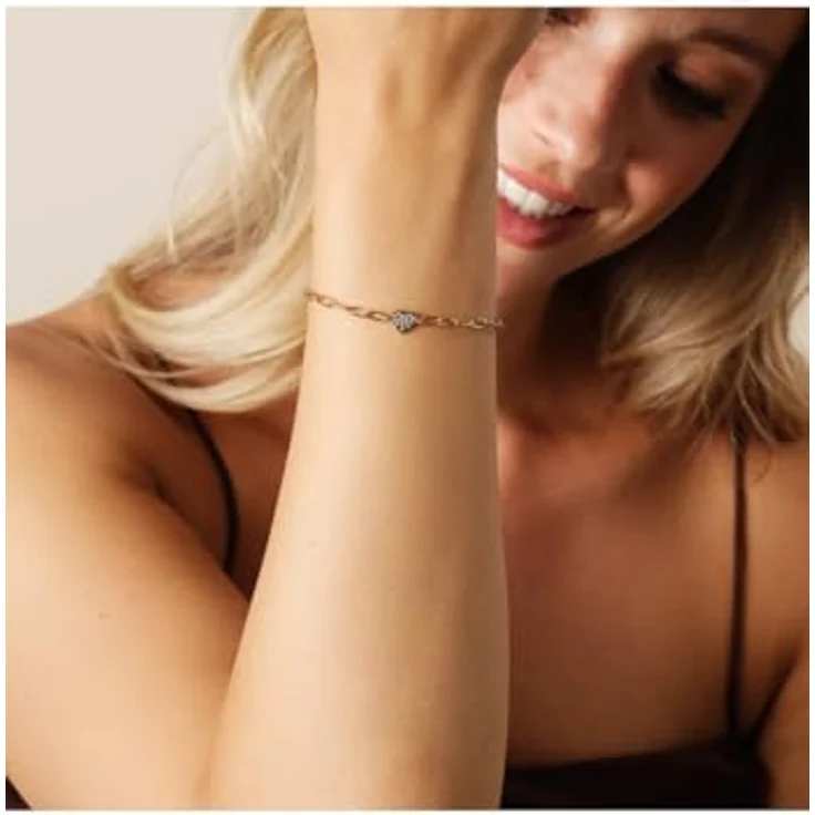 Guido Maria Kretschmer Armband 88994043, vergoldetes Edelstahl mit Paperlink-Design und Liebessymbol, längenverstellbar – Bild 4