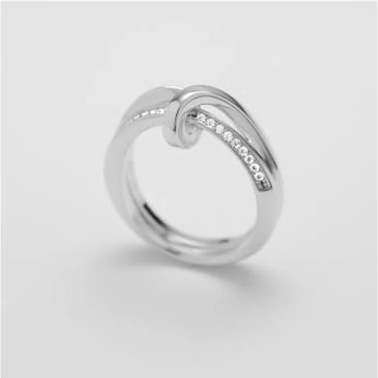 JETTE Damenring 925er recyceltes Silber mit Zirkonia, Größe 53, Silber 32029958 – Bild 3