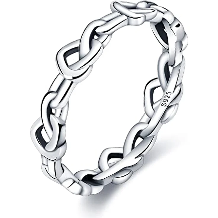 KUNSIR 925 Sterling Silber Damenring, Liebesknoten Ring mit Zirkonia, hypoallergen, klassisches Retro-Design, Schmuckgeschenk – Bild 1