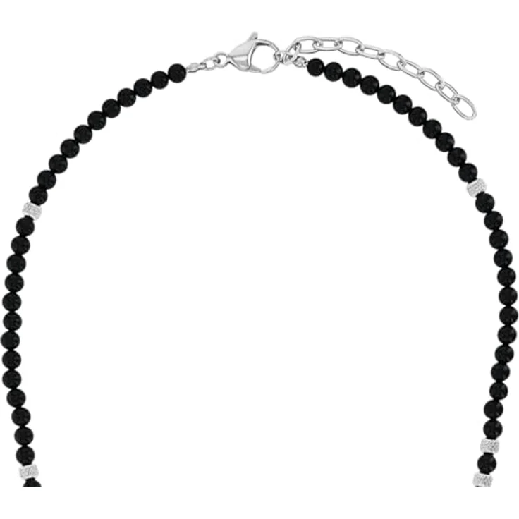 Amor Herren Halskette Edelstahl mit Achat, 50+5 cm, Silber, inkl. Schmuck Geschenk Box, 2040352 – Bild 3