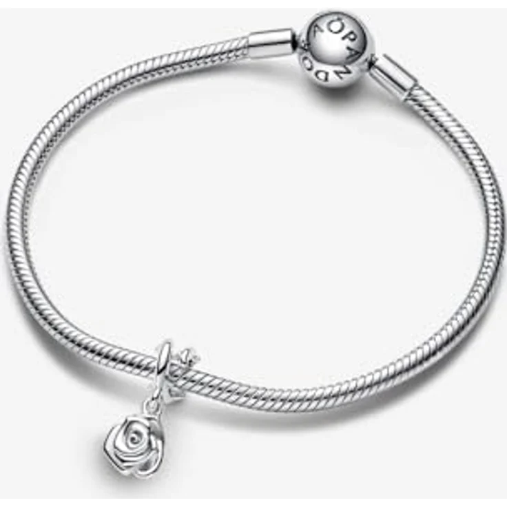 PANDORA Moments Blühende Rosen Charm-Anhänger, Sterling Silber mit dreidimensionaler Rose, kompatibel mit Moments Armbändern, 793213C00 – Bild 4
