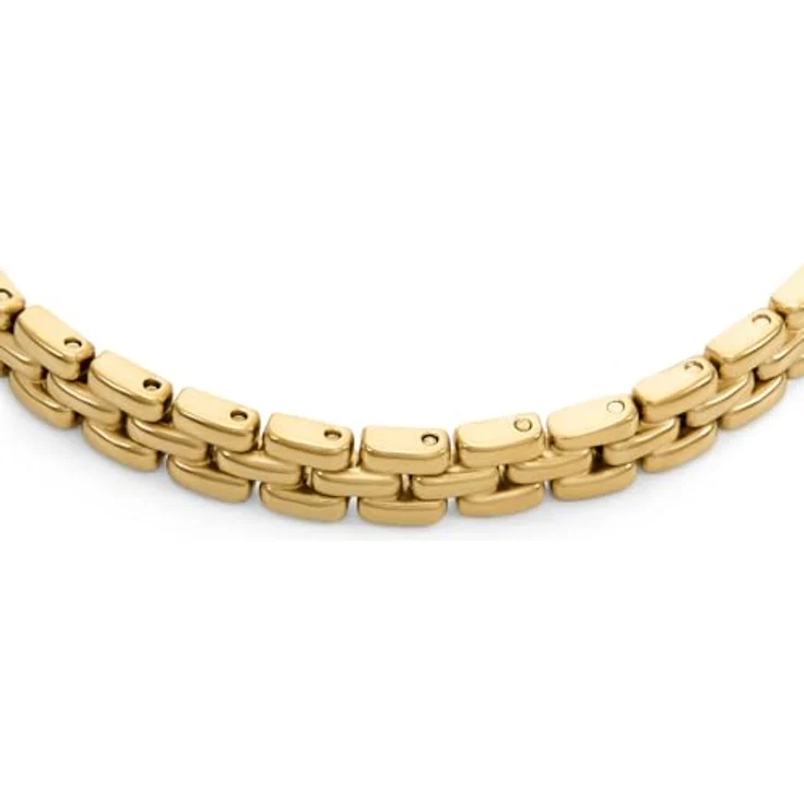 FOSSIL Herrenarmband aus goldfarbenem Edelstahl, poliert mit Faltverschluss, 19cm Länge – Bild 3