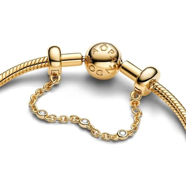 PANDORA Moments Komfortkette mit drei klaren Zirkonia-Steinen, Sterling Silber und vergoldeter Metalllegierung, kompatibel mit Moments Armbändern, 763515C01-05 – Bild 3