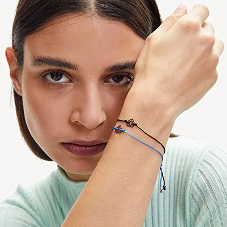 LIEBESKIND Berlin Armband LJ-1066-B-20, schwarzes Stoffband mit charm aus Edelstahl, 20 cm, Zugverschluss – Bild 3