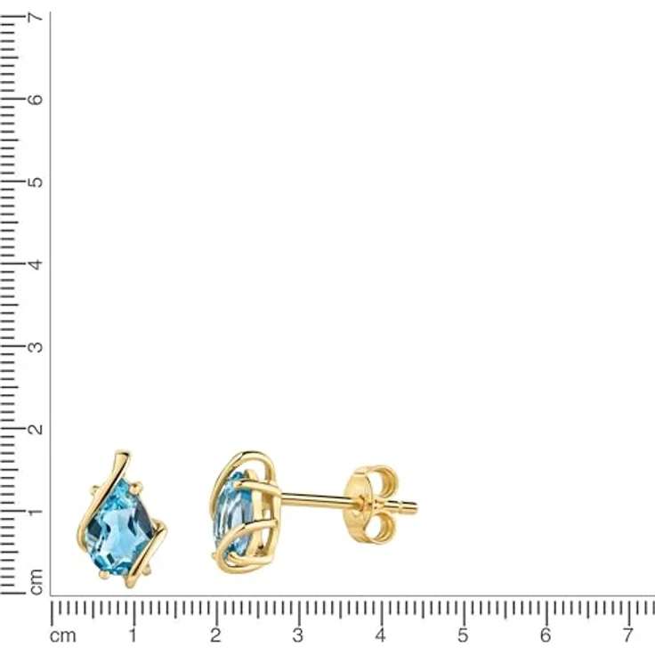 Fascination by Ellen K. Damen Ohrstecker, 375/- Gold, glänzend, Blautopas, 0,8 cm, gelb – Bild 2