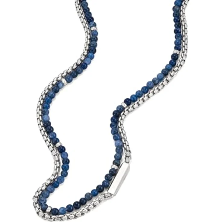 Emporio Armani Herren Halskette EGS3312040, silberfarbener Edelstahl mit mattem Finish, 500 mm Länge, Karabinerverschluss – Bild 3