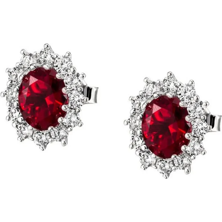 Firetti Paar Ohrstecker Lady D Diana Royal, Schmuck aus Silber 925 mit Glasstein und Zirkonia (synth)