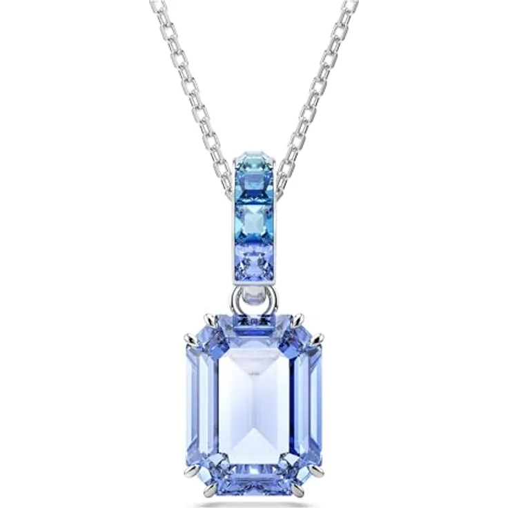 Swarovski Millenia Halskette, Blaue, Rhodinierte Damenhalskette mit Oktagon-Schliff und Strahlenden Kristallen im Farbverlauf