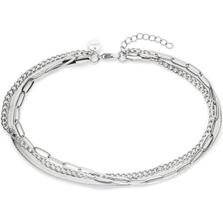 s.Oliver Bracelet, Elegantes Armband aus poliertem Edelstahl, silber - Panzerkette verstellbar bis 21 cm - wasserfest & hautfreundlich