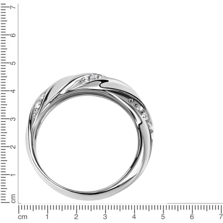 Zeeme Silber Damenring 925/- Sterling Silber glänzend mit weißen Zirkonia, rhodiniert, inkl. Etui – Bild 4