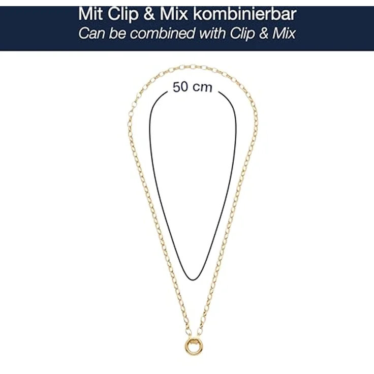 JEWELS BY LEONARDO Halskette Clip & Mix Tomke, goldfarbene Weitanker-Kette aus Edelstahl mit Charms-Zwischenring, 50-51,3 cm, Geschenk für Frauen – Bild 2