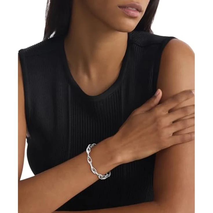 Calvin Klein Damen-Gliederarmband, Edelstahl in Silber, 170 mm Innenumfang, Karabinerverschluss – Bild 4