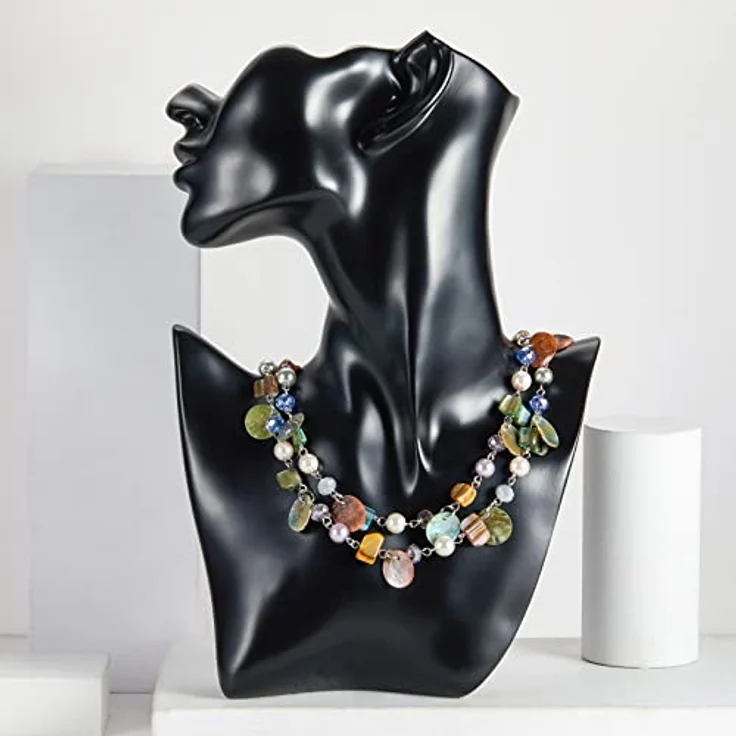 FULU AUTUMN Kristall Perlenkette Boho Muschelkette, Mehrreihig, 18 Zoll + 2,7 Zoll Verlängerung, Bunte Halskette für Damen – Bild 2
