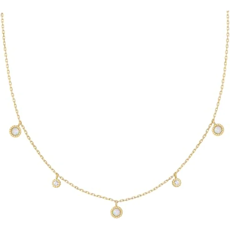 ANIA HAIE SUNNY SPARKLER Damen Halskette, 925 Sterling Silber 14k vergoldet, mit 3 Kyoto Opalen und 2 Zirkonia, 40 cm + 7,5 cm Verlängerung, inkl. Geschenkverpackung – Bild 1